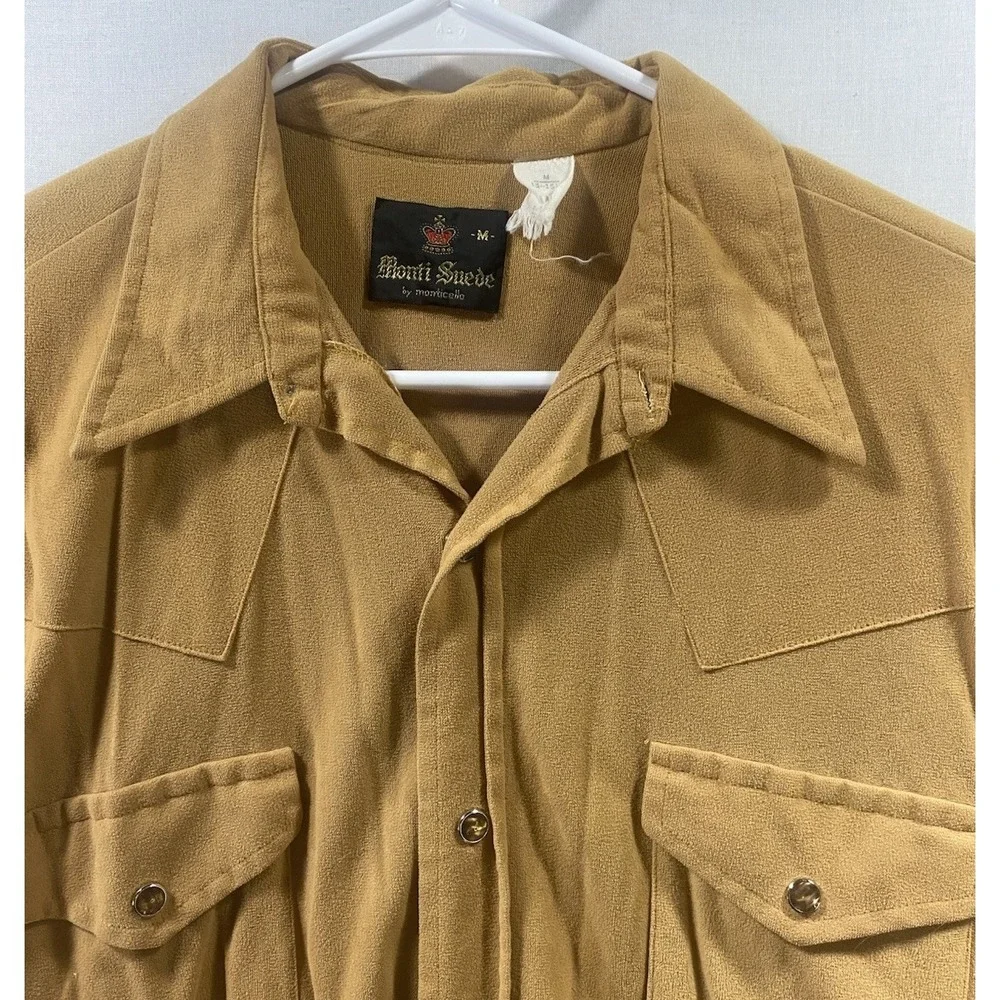 Vintage Monti Suede By‎ Monticello Western Shirt Light Brown Sz Medium